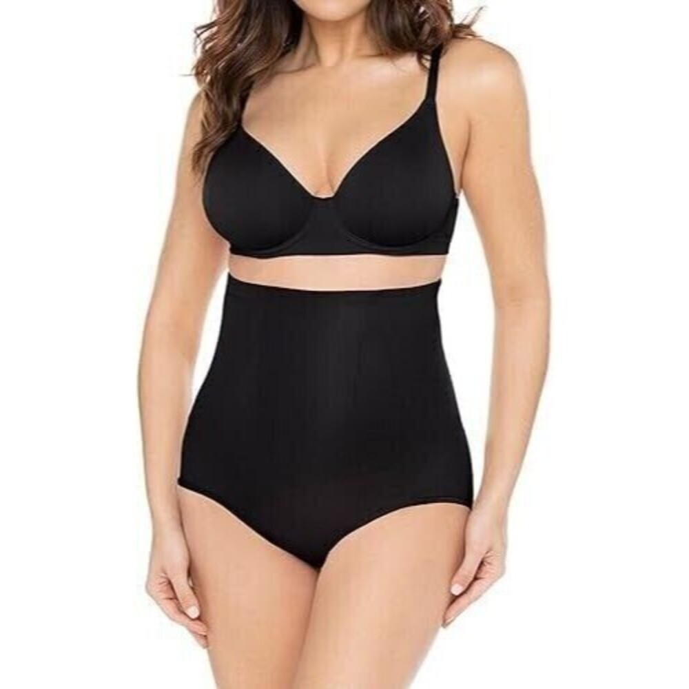 NWT Miraclesuit BLACK Shape With An Edge Hi-Waist Brief, US Large - Picture 1 of 8